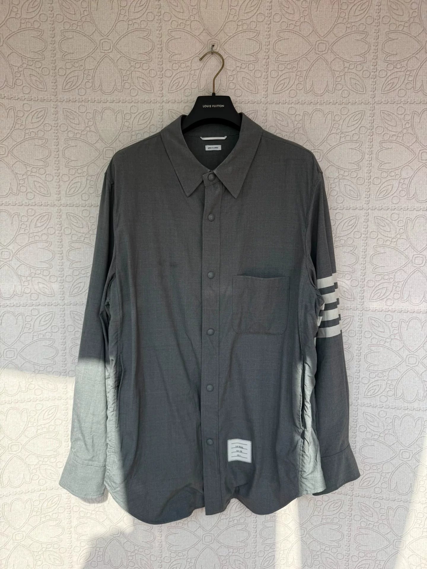 thom browne long sleeve wool shirt jacket