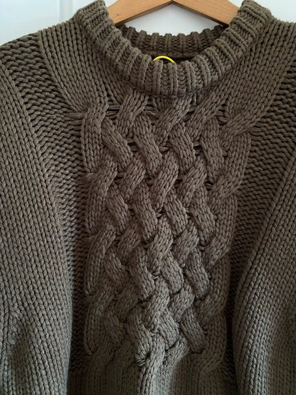 vintage descendent knitted sweater in olive green
