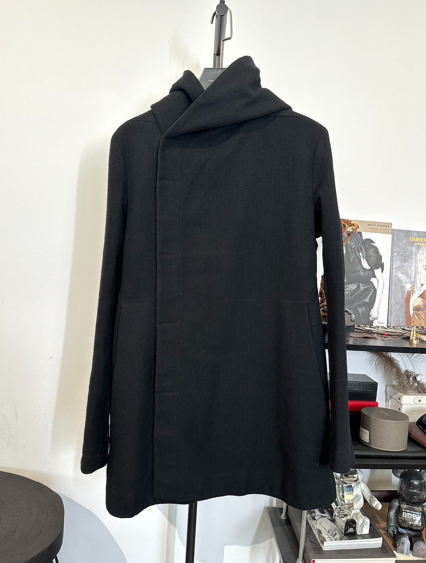 Rick Owens Wool Tweed Cloak Coat