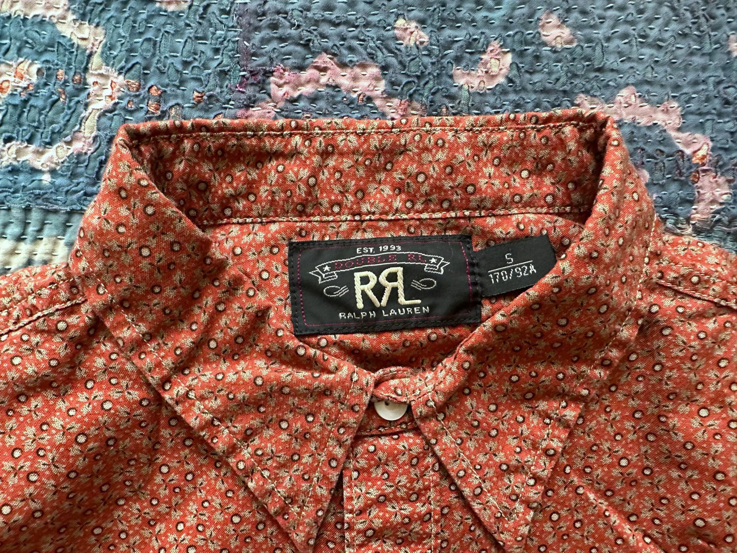 rrl spotted floral long sleeve shirt