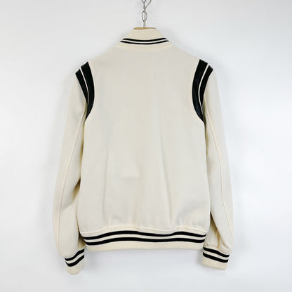 Saint Laurent White Black Striped Baseball Jacket