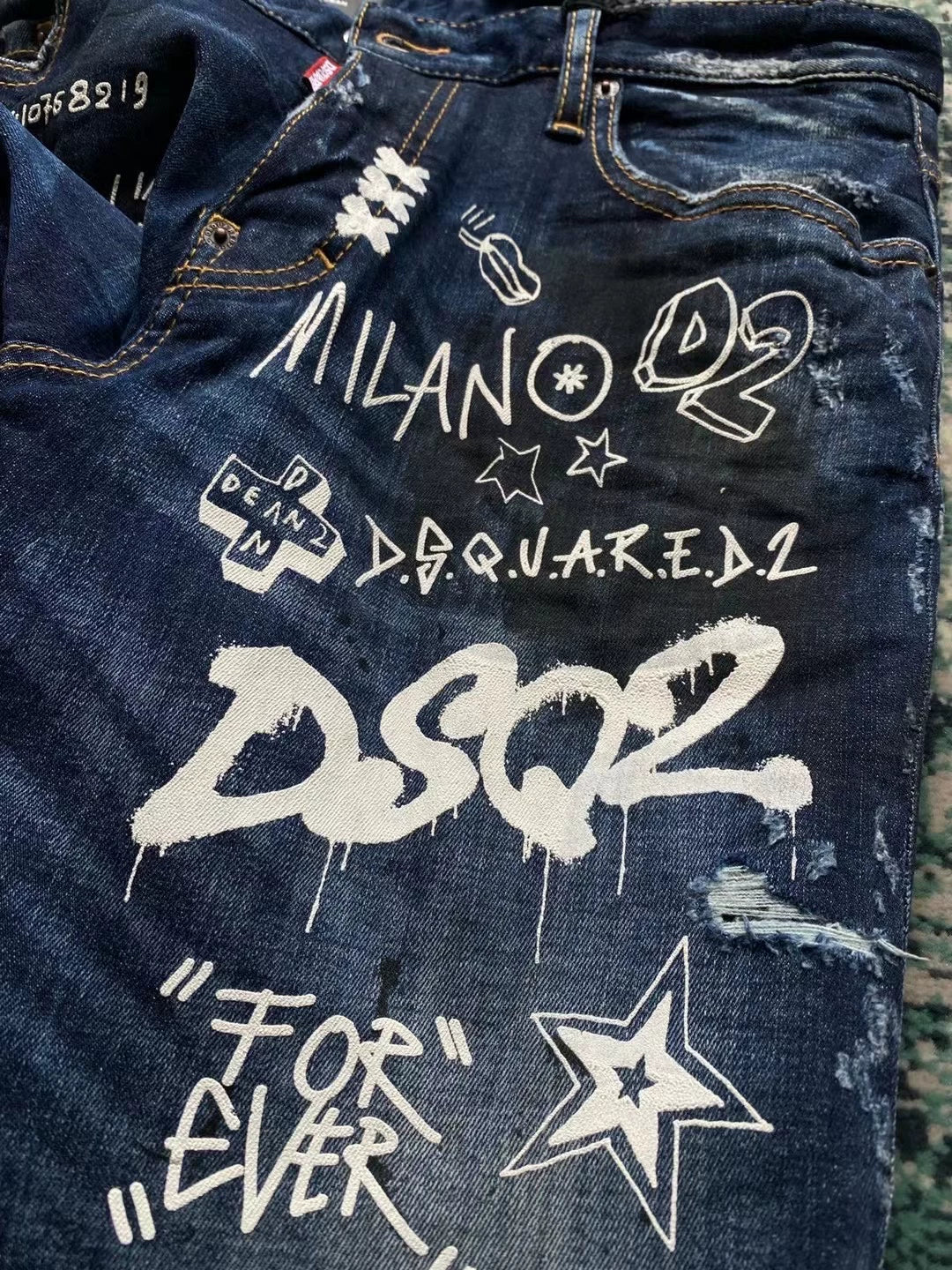 dsquared2 graffiti print skinny jeans