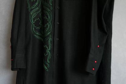 embroidered black long sleeve shirt