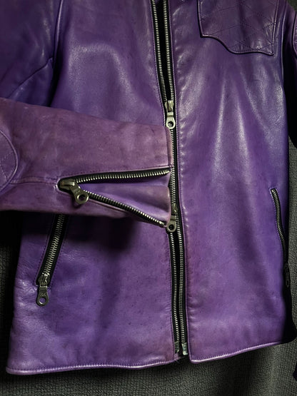 purple vintage leather motorcycle jacket