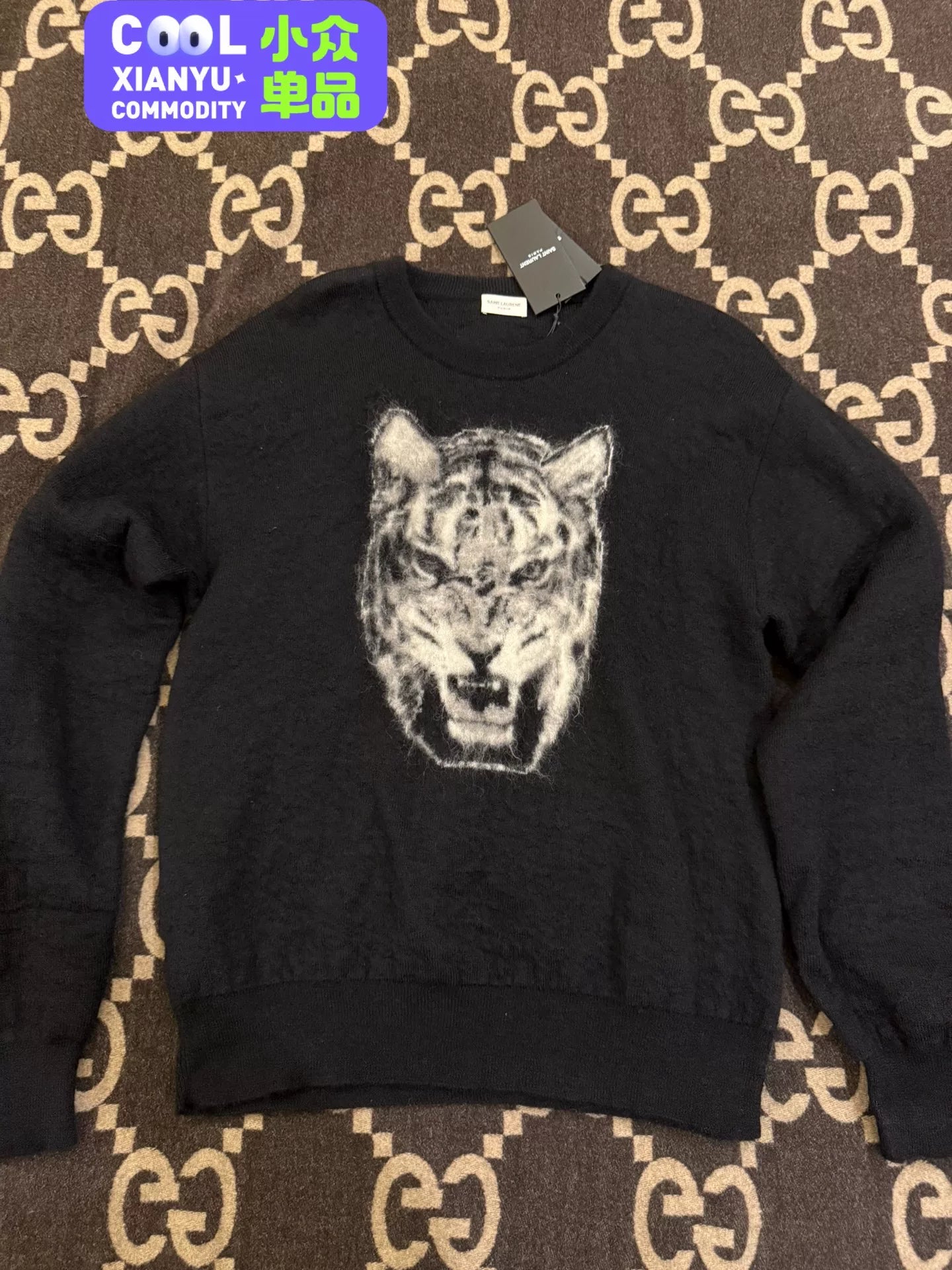 Saint Laurent Tiger Head Black Sweater