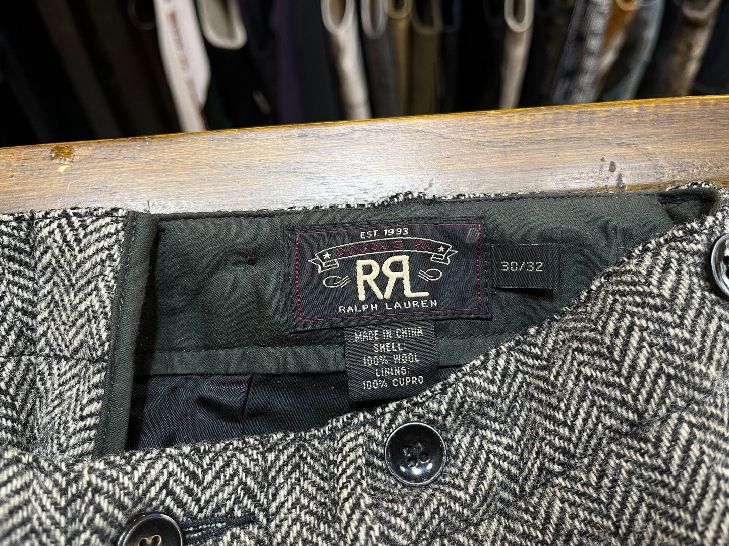 herringbone pattern casual trousers by RRL