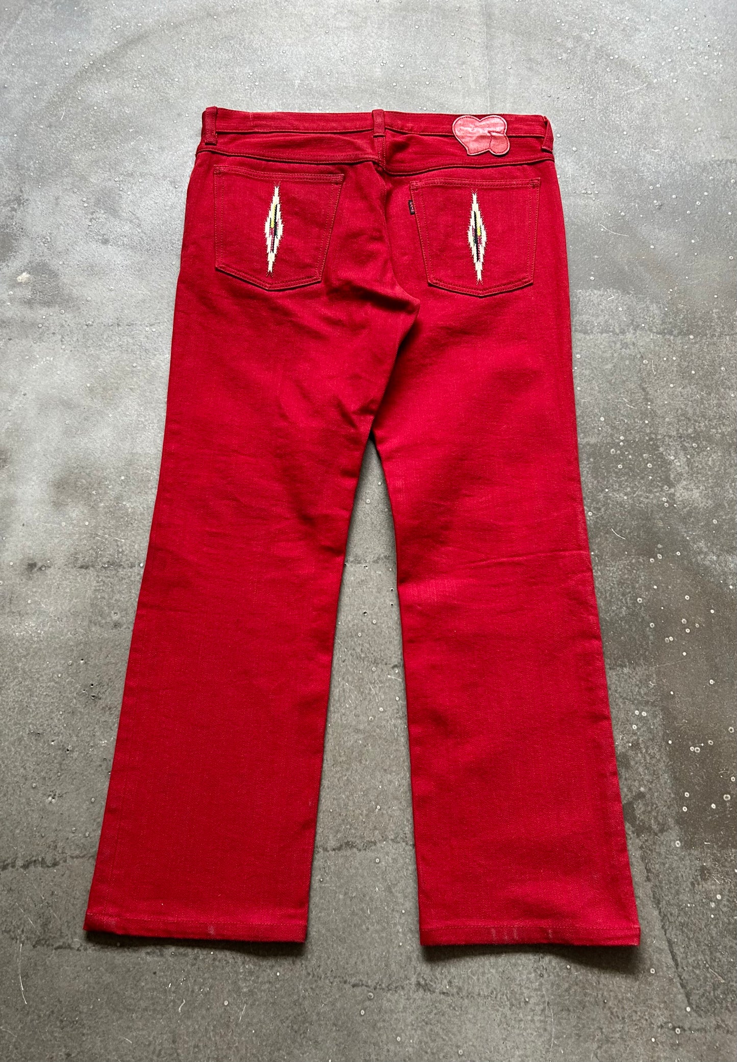 red jeans pants