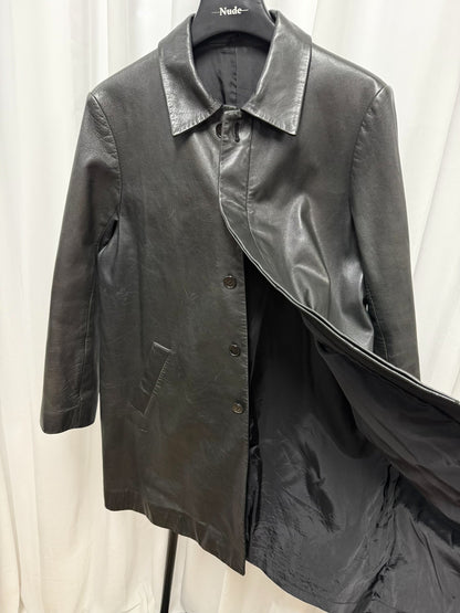 yohji yamamoto y's leather coat in black