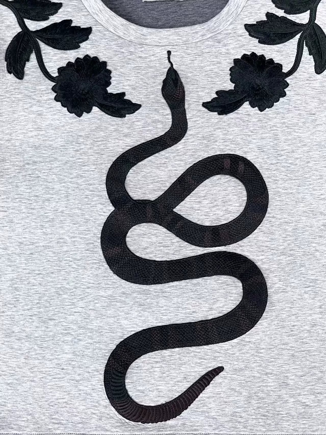 gray snake logo embroidered sweatshirt