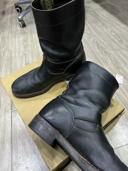 RRL Engineer Boots Black Leather Size 8D