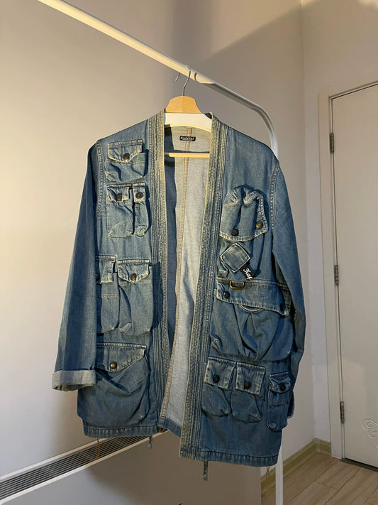 kapital multi-pocket denim cardigan jacket