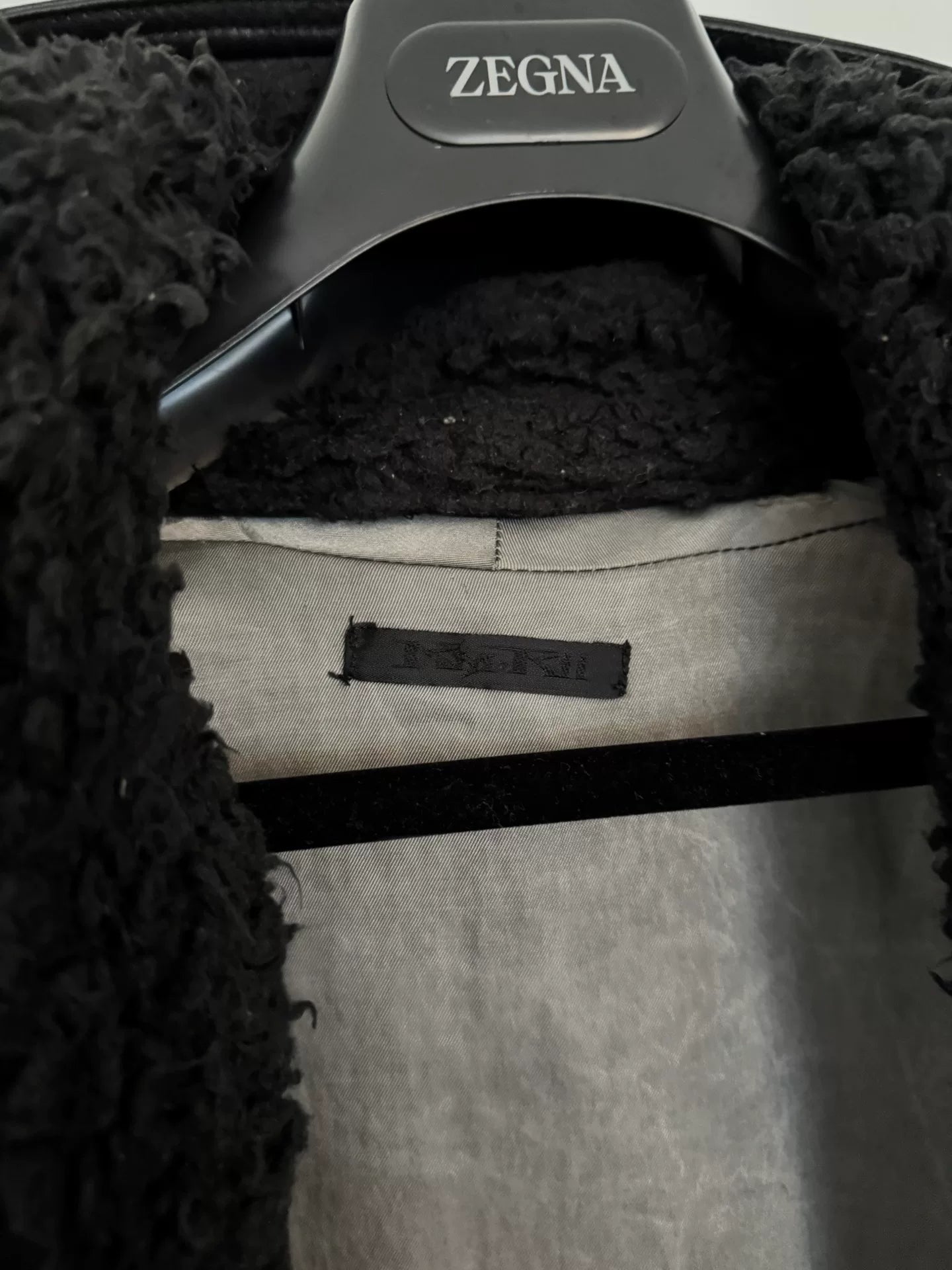 wool and leather hooded jacket