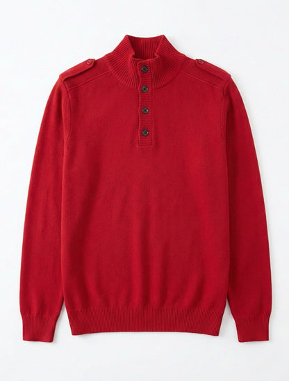 Burberry Red Military Style Wool Sweater