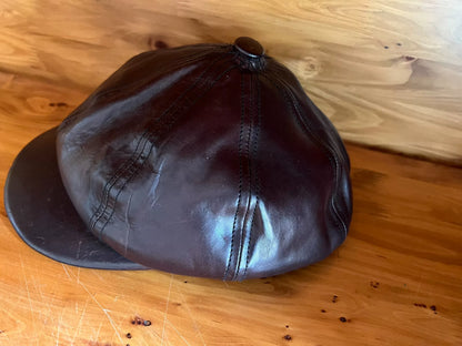 leather patchwork newsboy cap for small heads