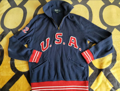 Ralph Lauren Vintage Blue Half-Zip Hoodie