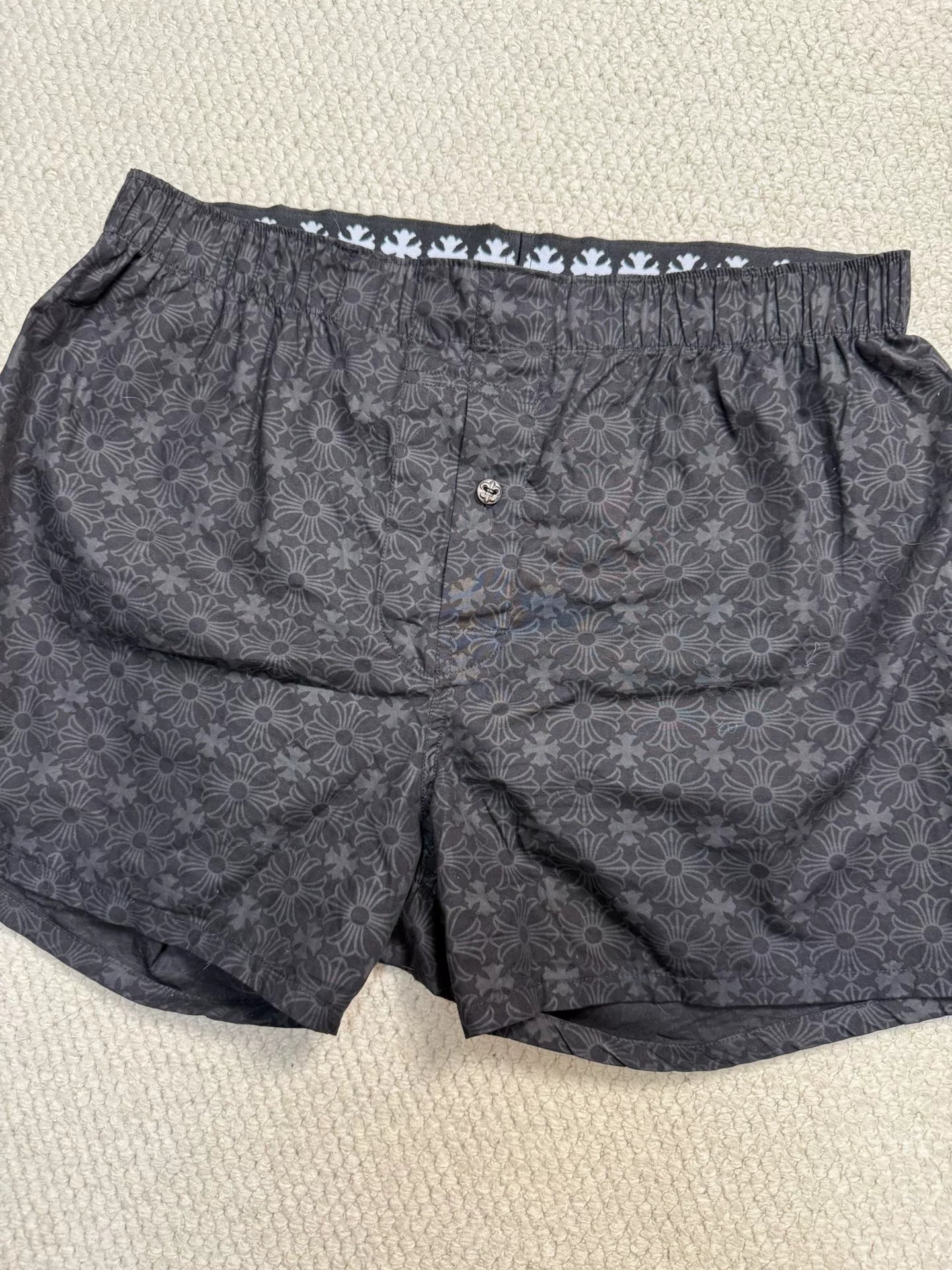 Chrome Hearts Black Subtle Pattern Beach Shorts