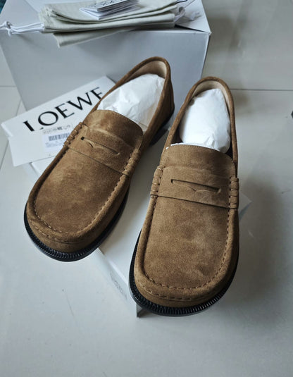 LOEWE Brown Suede Loafers Size 44