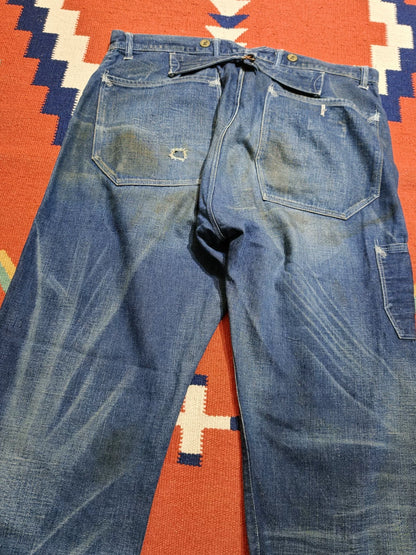 RRL Washed Distressed Gold Button Jeans