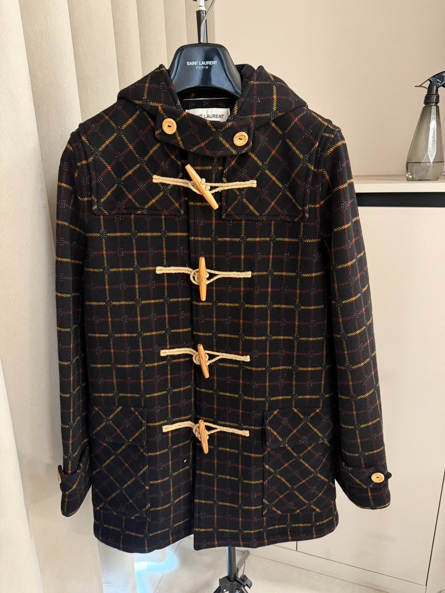Saint Laurent 20FW Wool Check Duffle Coat