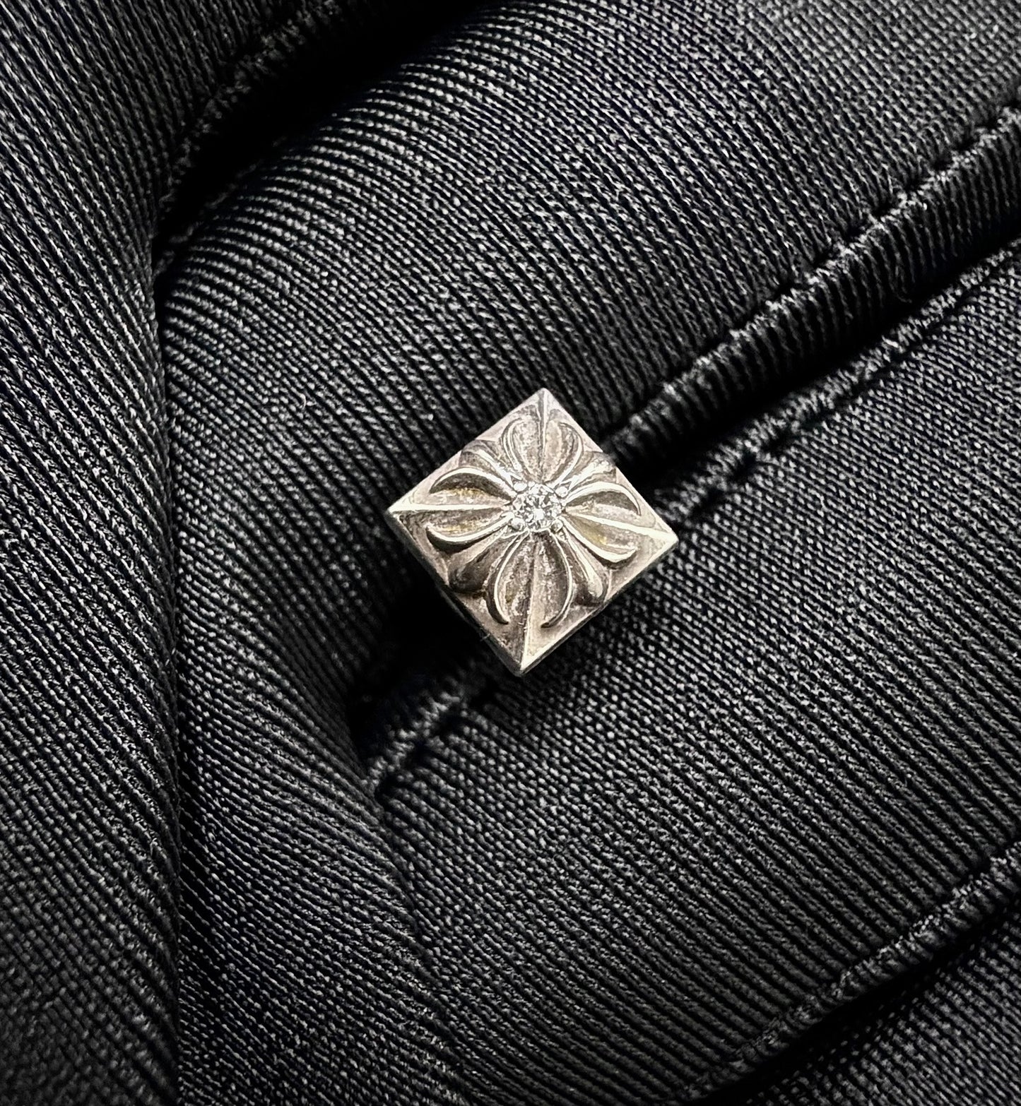 Chrome Hearts Square Cross White Diamond Earrings