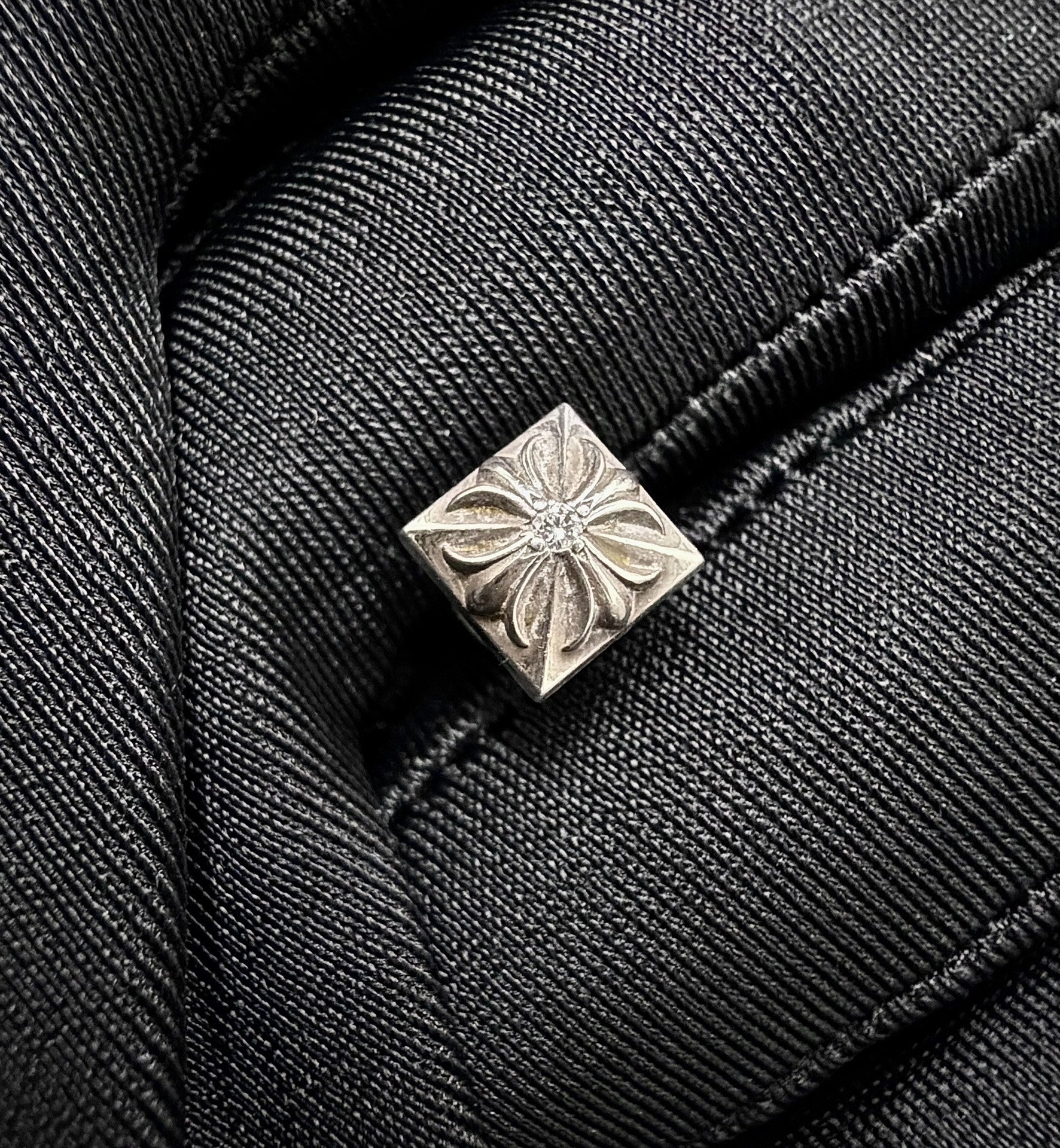 Chrome Hearts Square Cross White Diamond Earrings