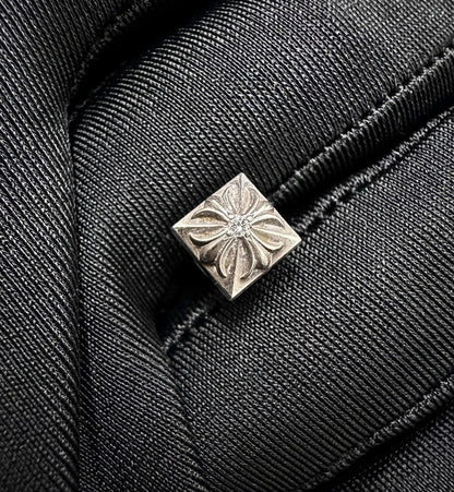 Chrome Hearts Square Cross White Diamond Earrings