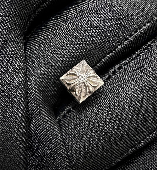 Chrome Hearts Square Cross White Diamond Earrings