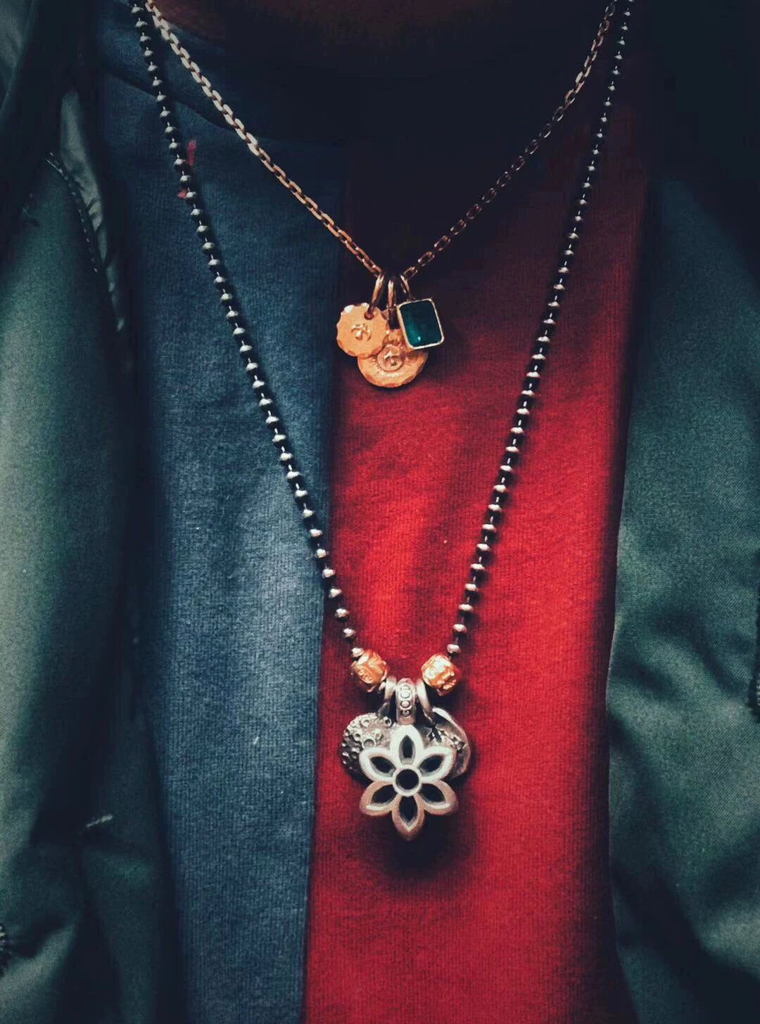 bill wall leather gold bead necklace