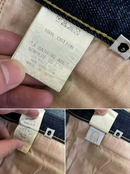 bape type2 damage denim pants with patches
