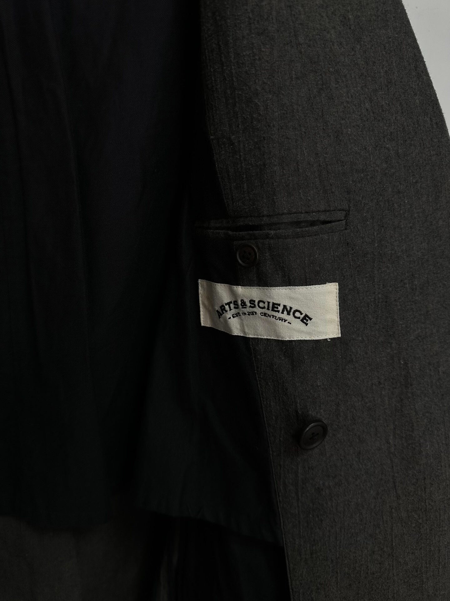 black cotton double-breasted coat