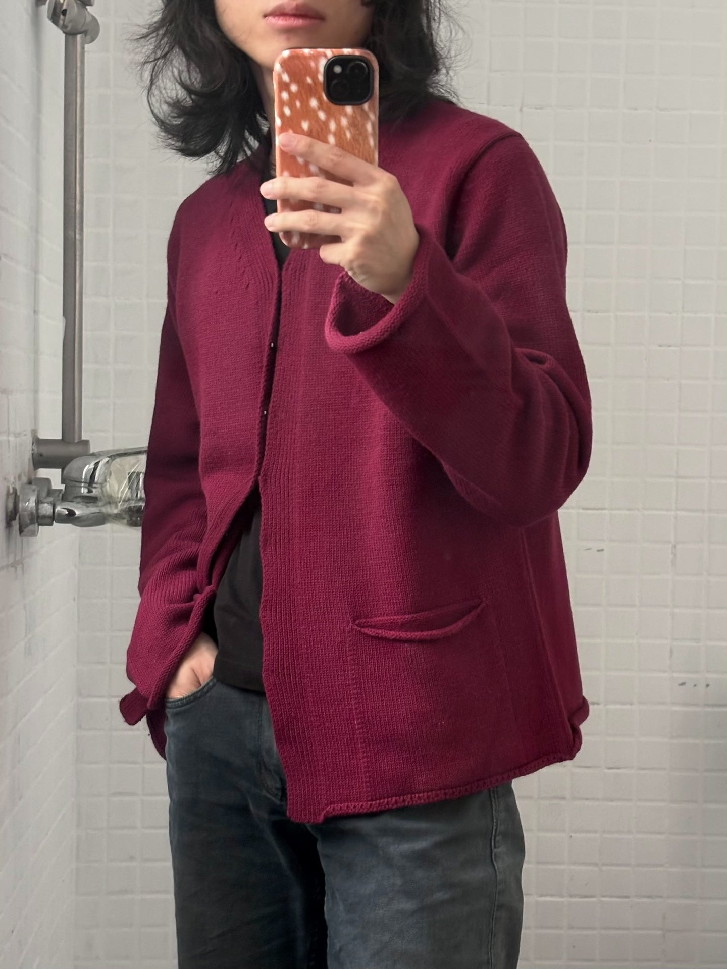 Comme des Garçons AW2000 Bordeaux Red Sweater