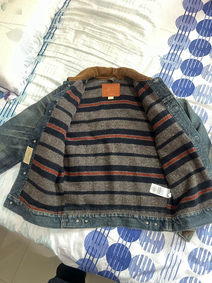 limited edition distressed denim jacket size XS