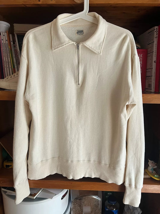 vintage half-zip sweater in cream color