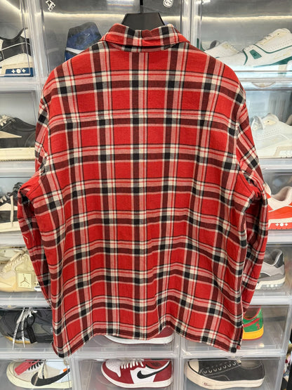 Chrome Hearts White Vine Red Plaid Quilted Jacket XL
