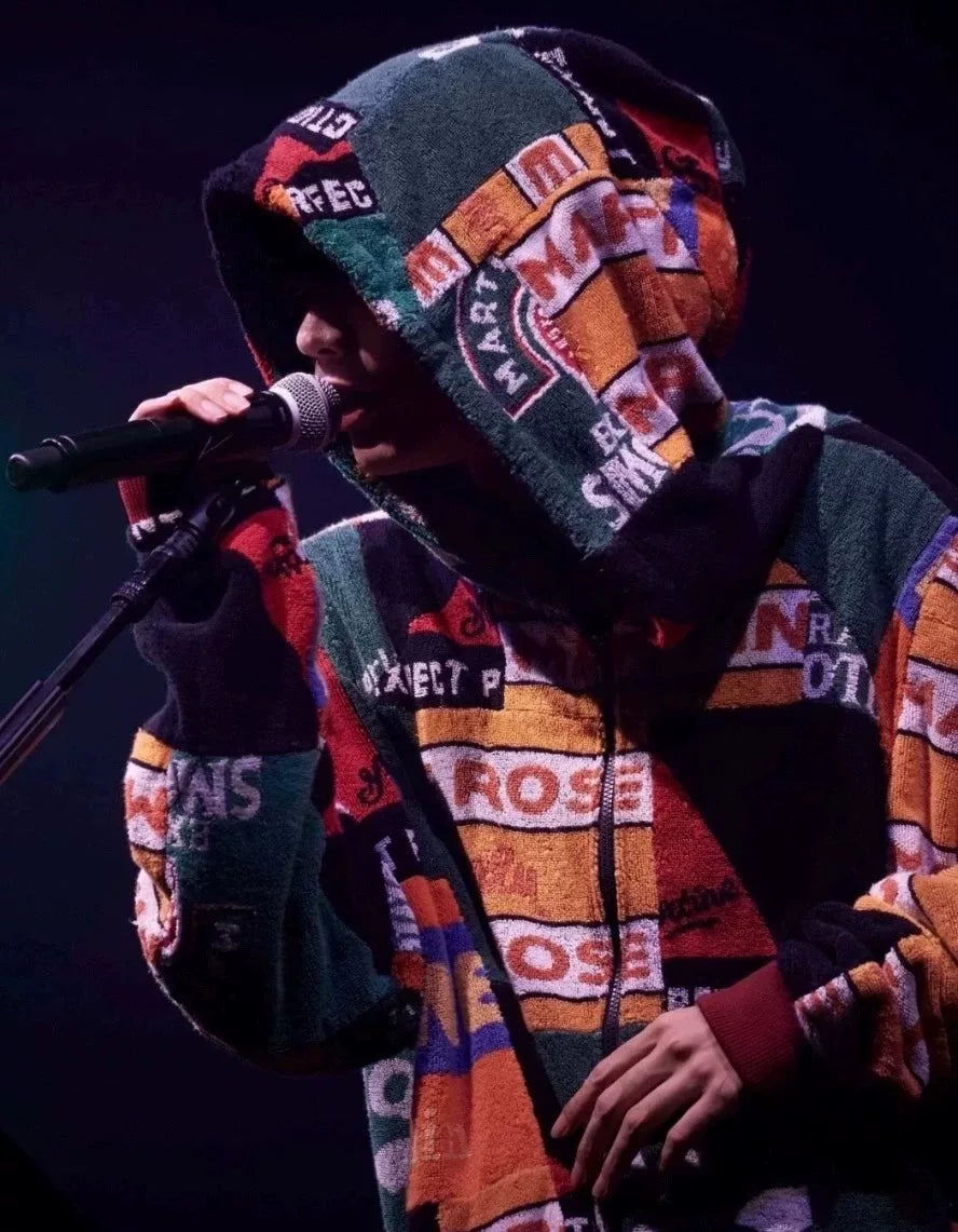 martinerose embroidered patchwork hoodie