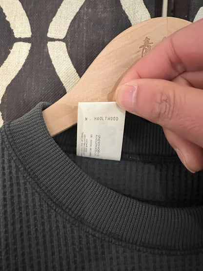 nhoolywood crewneck long sleeve waffle t-shirt