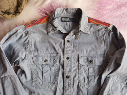 RRL Distressed Sashiko Patch Western Shirt