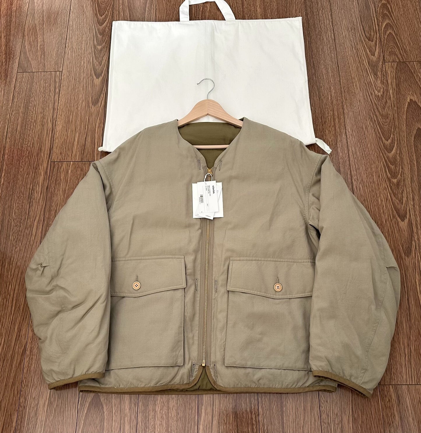 visvim iris down jacket beige reversible