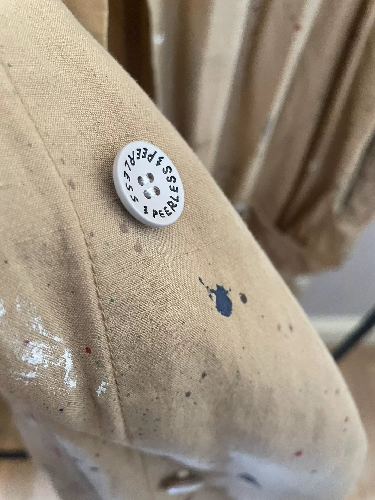 visvim ict Ink-Splatter Beige Coat