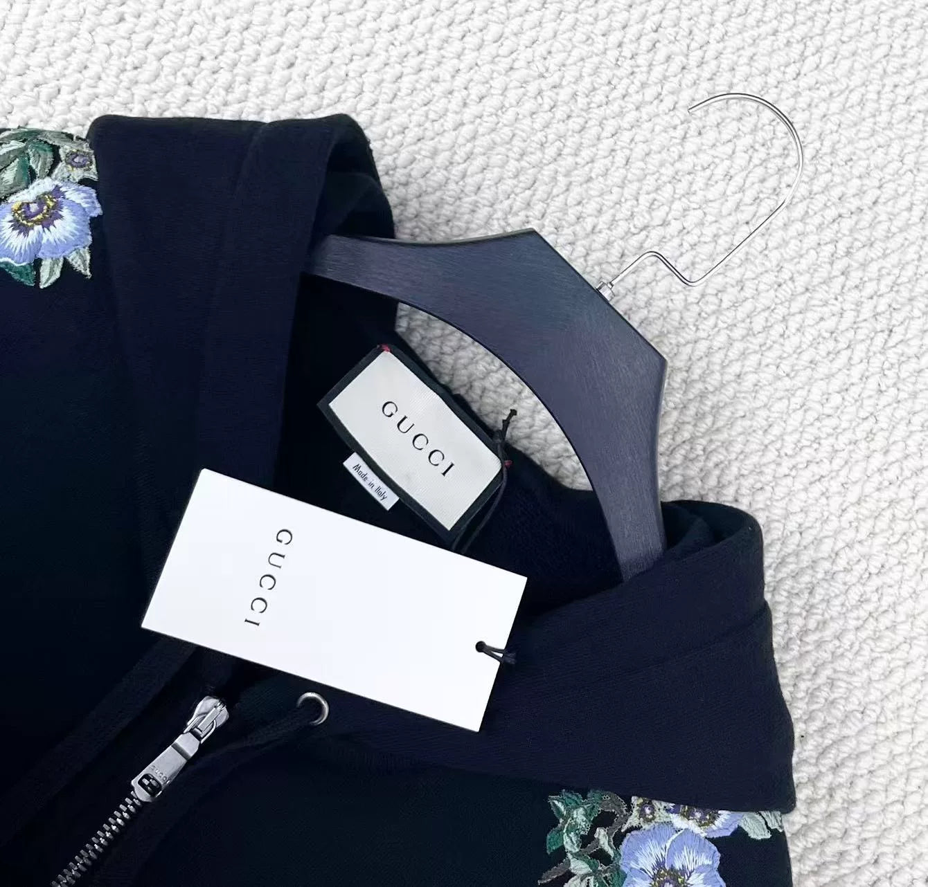 gucci black dragon embroidered zip hoodie