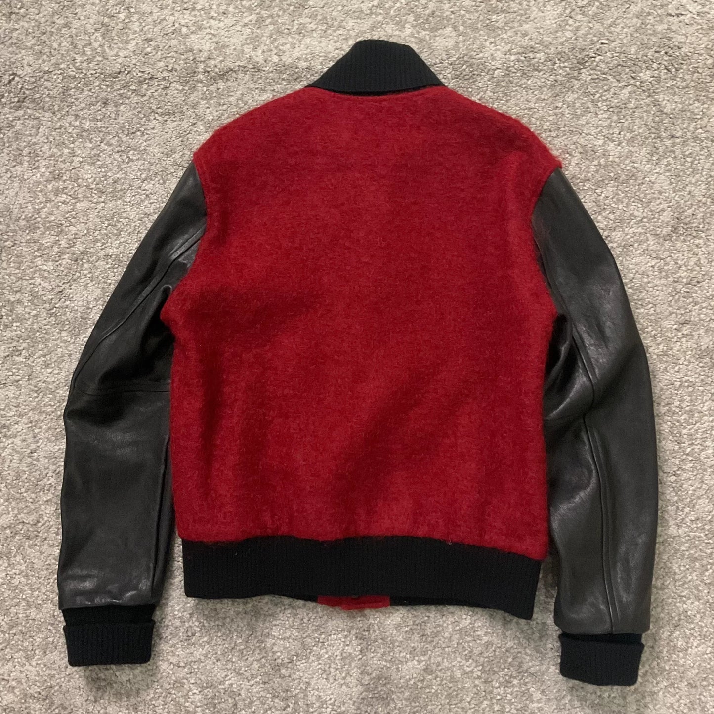 Saint Laurent Leather Sleeve Varsity Jacket