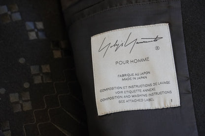 Yohji Yamamoto Black Embroidered Wool Jacket