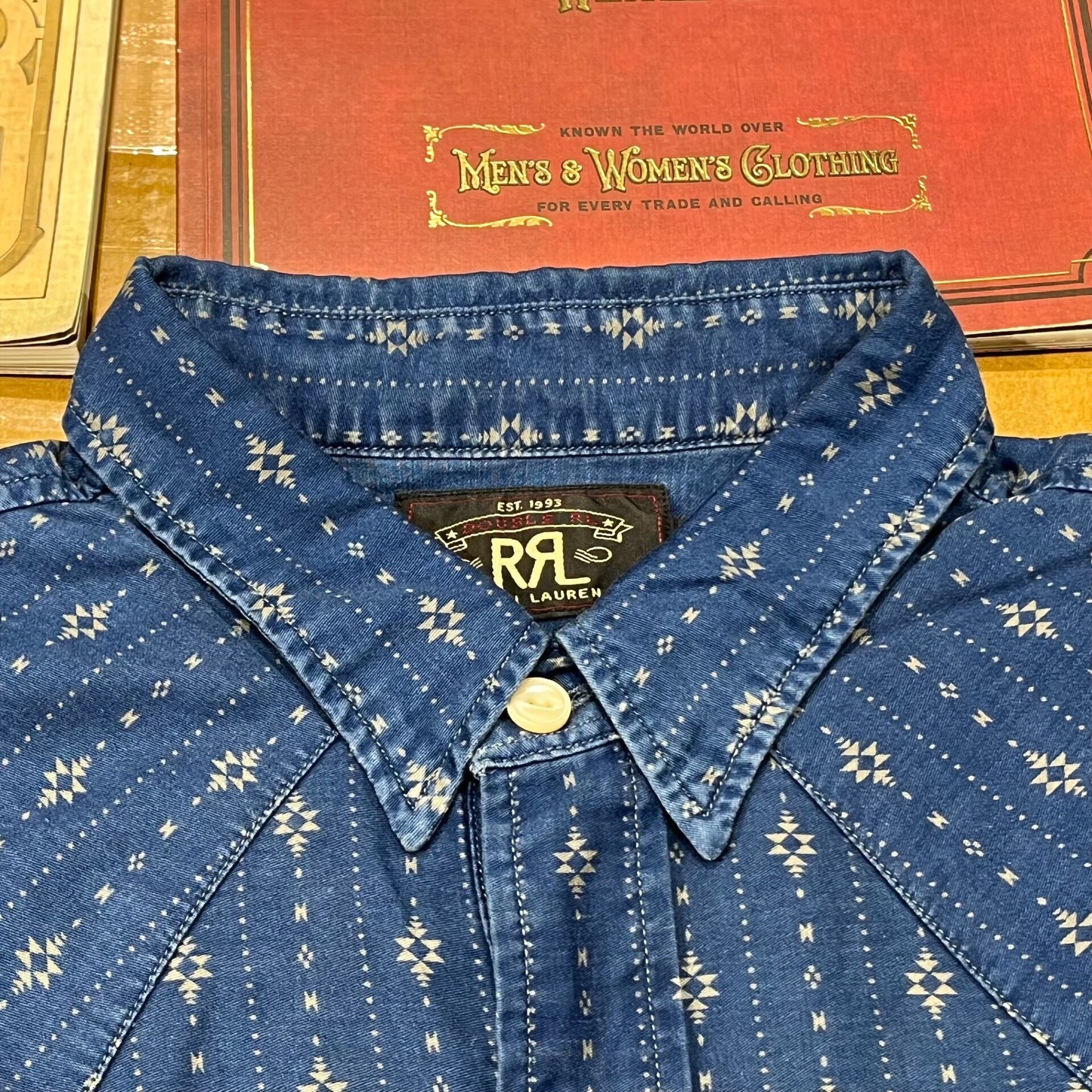 RRL Rare Indigo Dyed Print Shirt