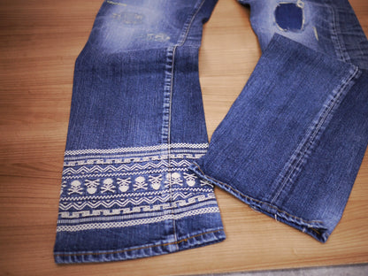mastermind japan denim pants with unique design