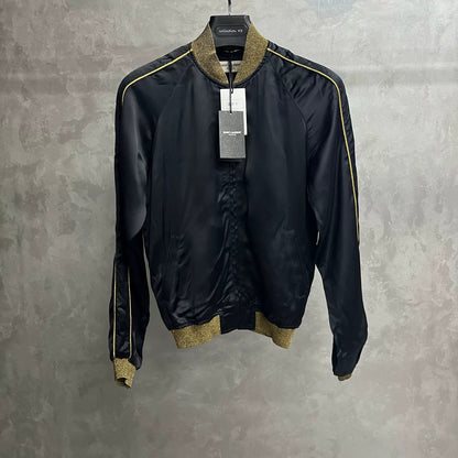 Saint Laurent Black Gold Trim Bomber Jacket