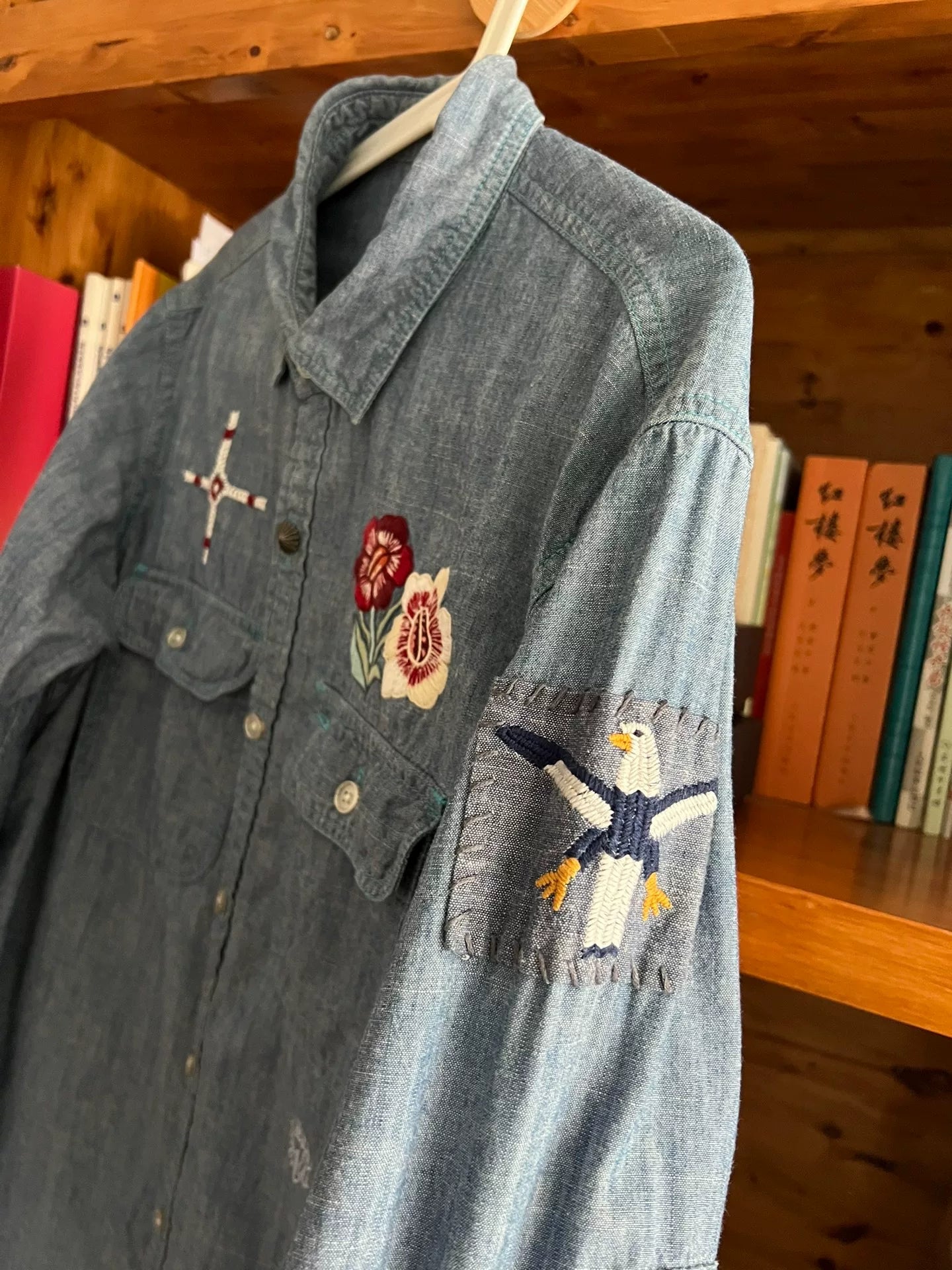 classic embroidered denim work shirt