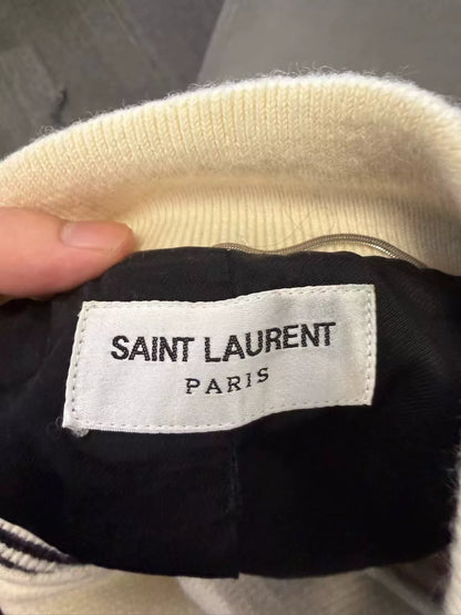 Saint Laurent White Varsity Jacket