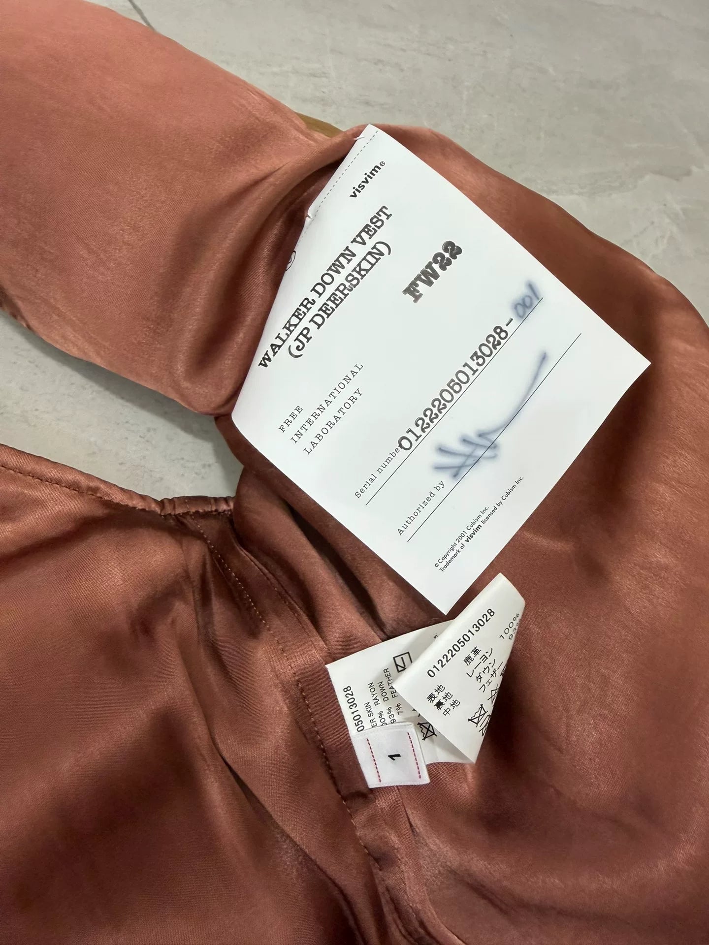 VISVIM WALKER DOWN VEST (JP DEERSKIN)