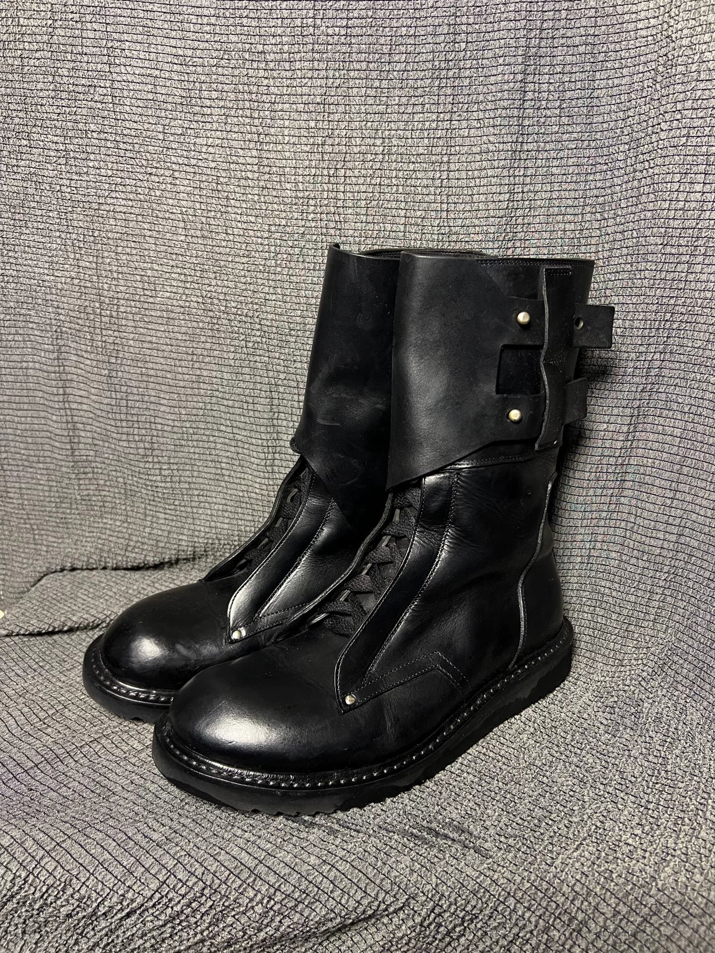 rick owens high-top leather military boots