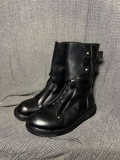 rick owens high-top leather military boots